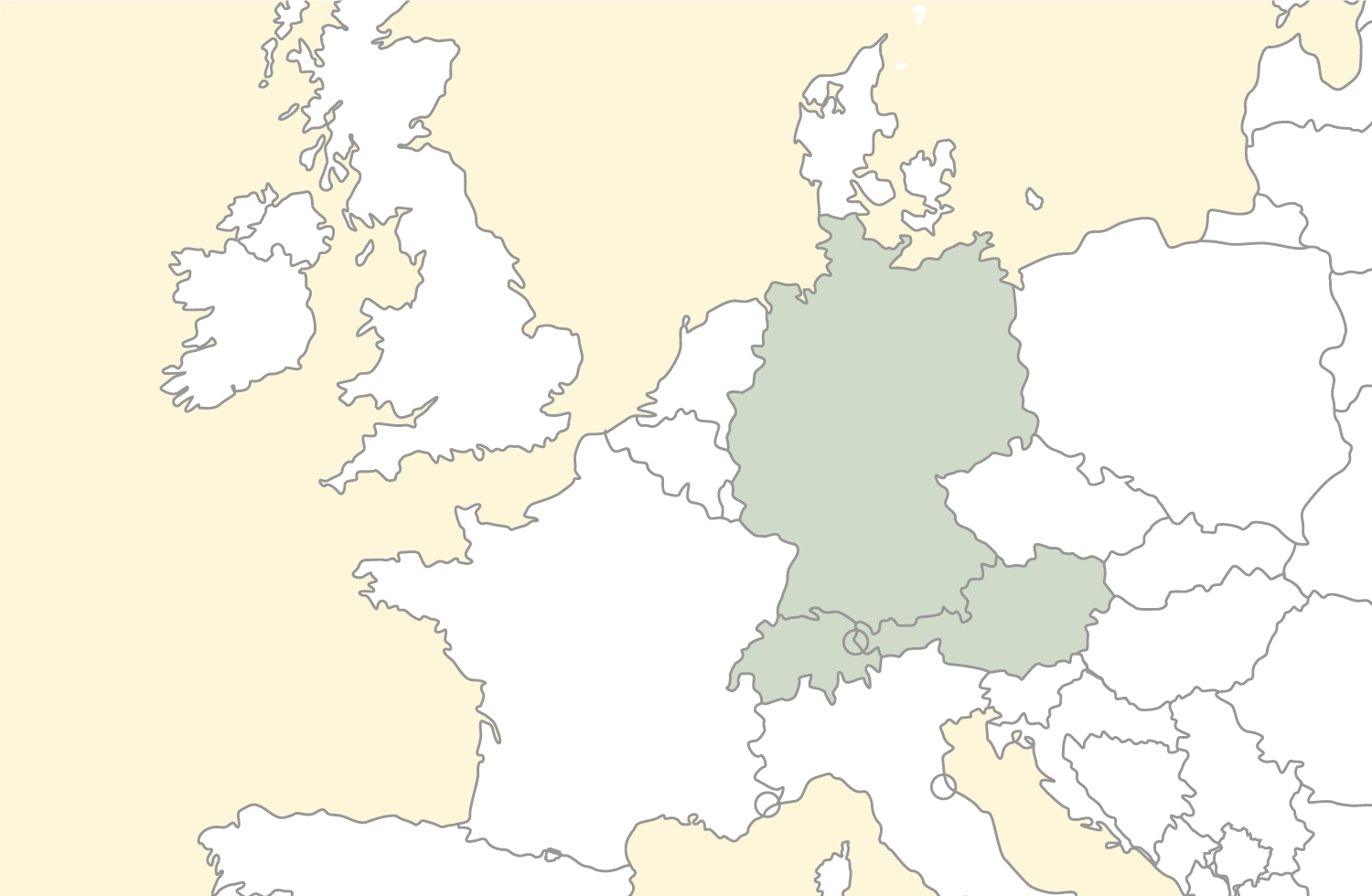 Germany Switzerland and Austria country data map